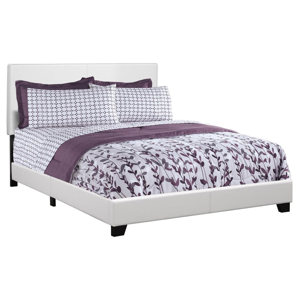 Monarch specialties , Bed, Leather-Look, White, Queen