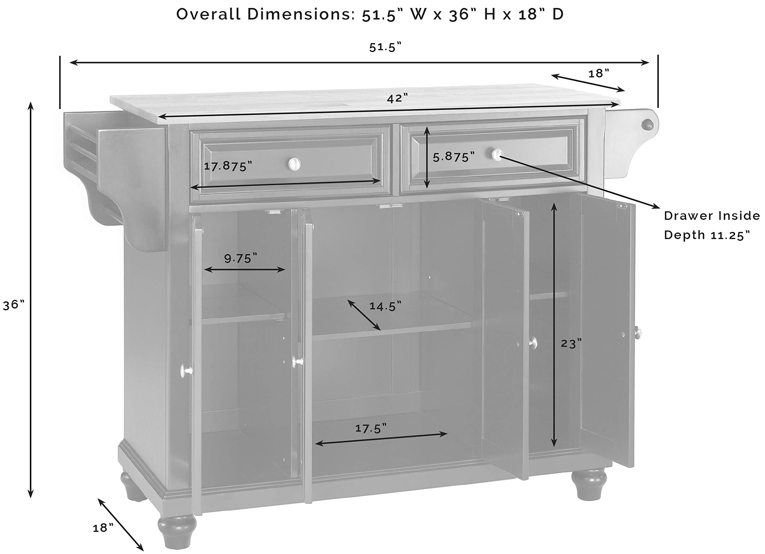 Crosley Furniture Cambridge Stone Top Rolling Kitchen Island Storage Cart, Microwave Stand, Spice Rack, White