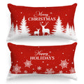 Lanpn Christmas King Pillowcase 20X36 Set Of 2, Red Christmas Tree Snowflake Lumbar Pillow Cases 20 X 36 Long Rectangle King Sha