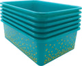 Teacher Created Resources Teal Confetti Large Plastic Storage Bins  6 Pack