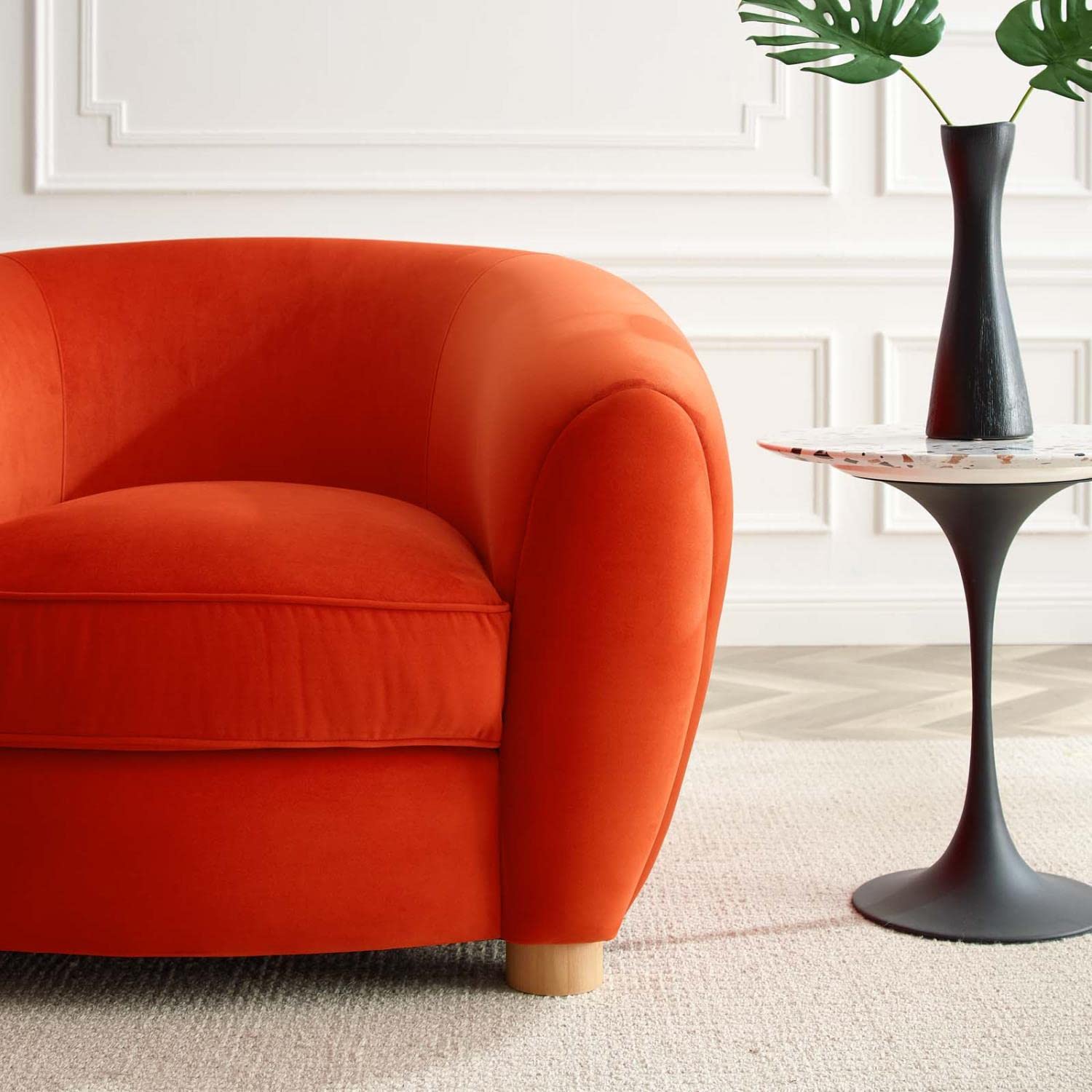 Modway Abundant Performance Velvet Accent Armchair, Orange