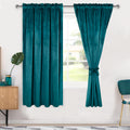 Hiasan Teal Velvet Curtains 63 Inch Blackout Rod Pocket Thermal Insulated Soft Curtains Room Darkening Window Drapes With Tiebac