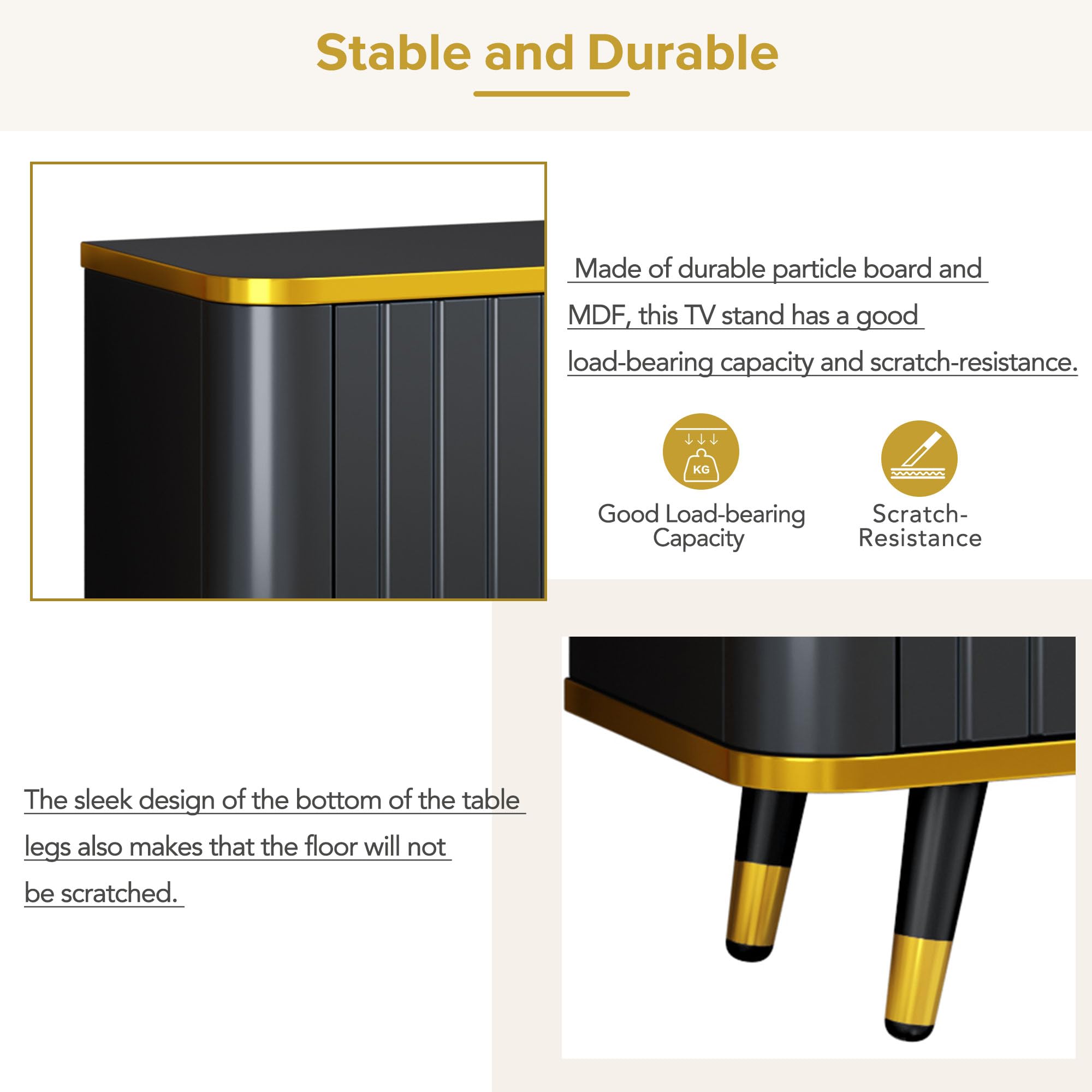 Merax Luxury Minimalism Tv Stand With Open Storage Shelf, Cabinets And Drawers, Entertainment Center For Televisions Up To 85', Black