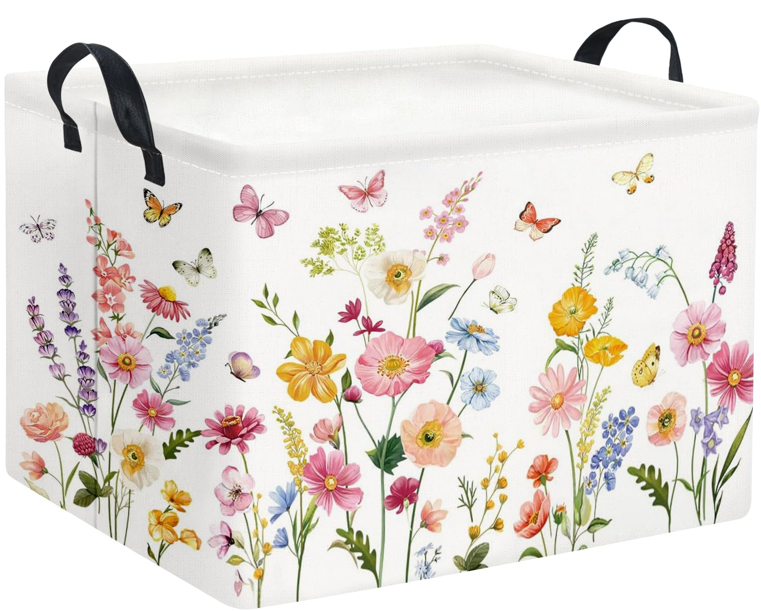 TIBAOLOVER Rectangular Baby Girls Basket Kids Baby Storage Basket Cute Storage Bin Organizer Shelf Book Flower Room Decor(Butter