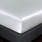 Homiest White Satin Fitted Sheet Full Size Fitted Bed Sheet, Deep Pocket Fitted Sheet Only, Luxury & Ultra Soft Bedding Fitted Sheet Single Bottom Bed Sheets Sold Separately