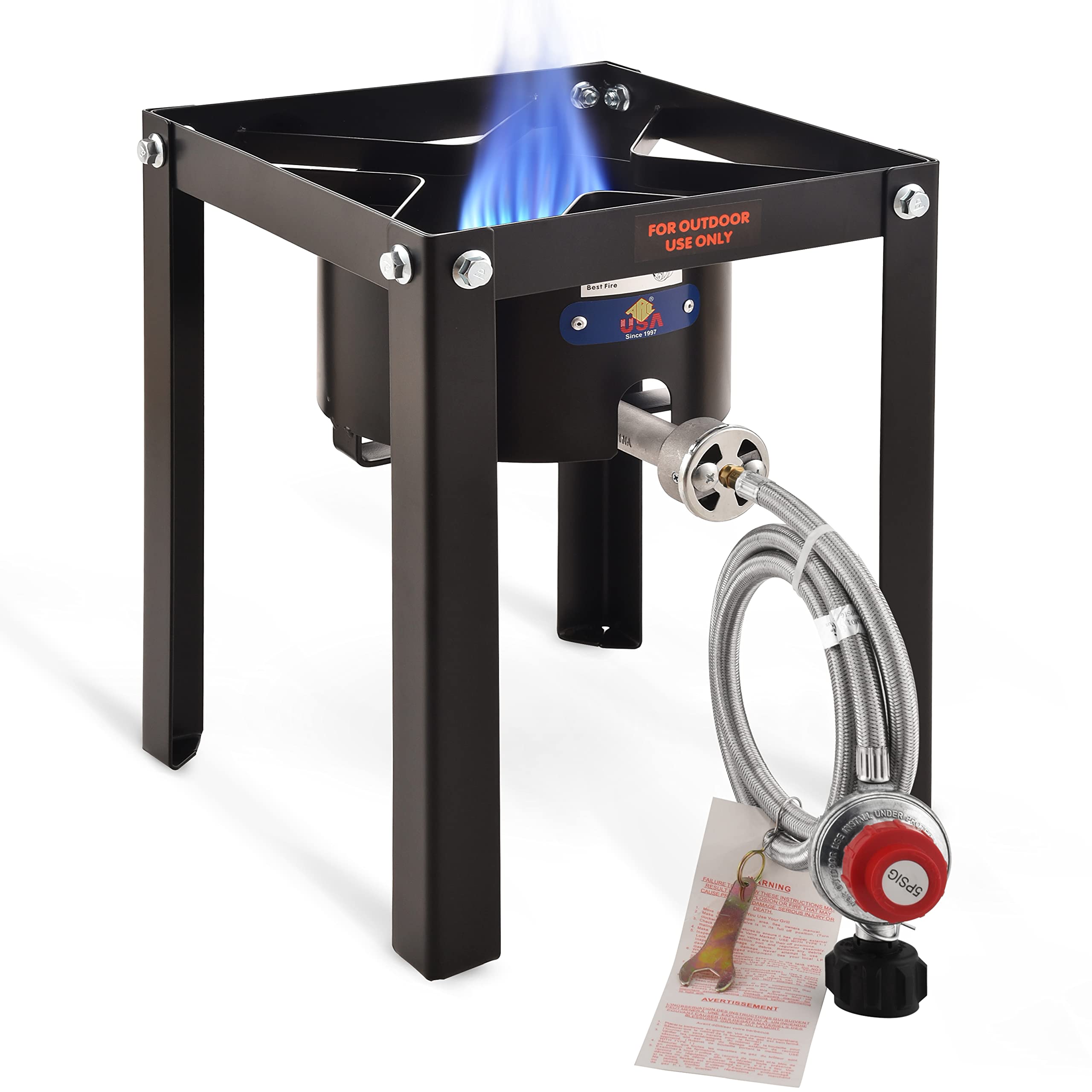 Arc Propane Burner 37,000 Btu High Pressure Propane Stove With Portable Stand, Cast Iron Single Burner Gas Stove Cooker,Burners