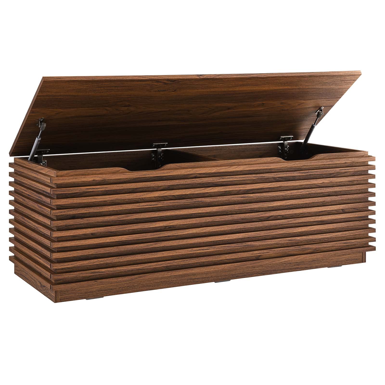 Modway Render 47' Wood Grain Storage Bench In Walnut