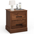 Giantex Farmhouse Nightstand, Wood Bedside Table with 2 Storage Drawers, Compact Floor Night Stand End Table, Walnut Accent Sofa