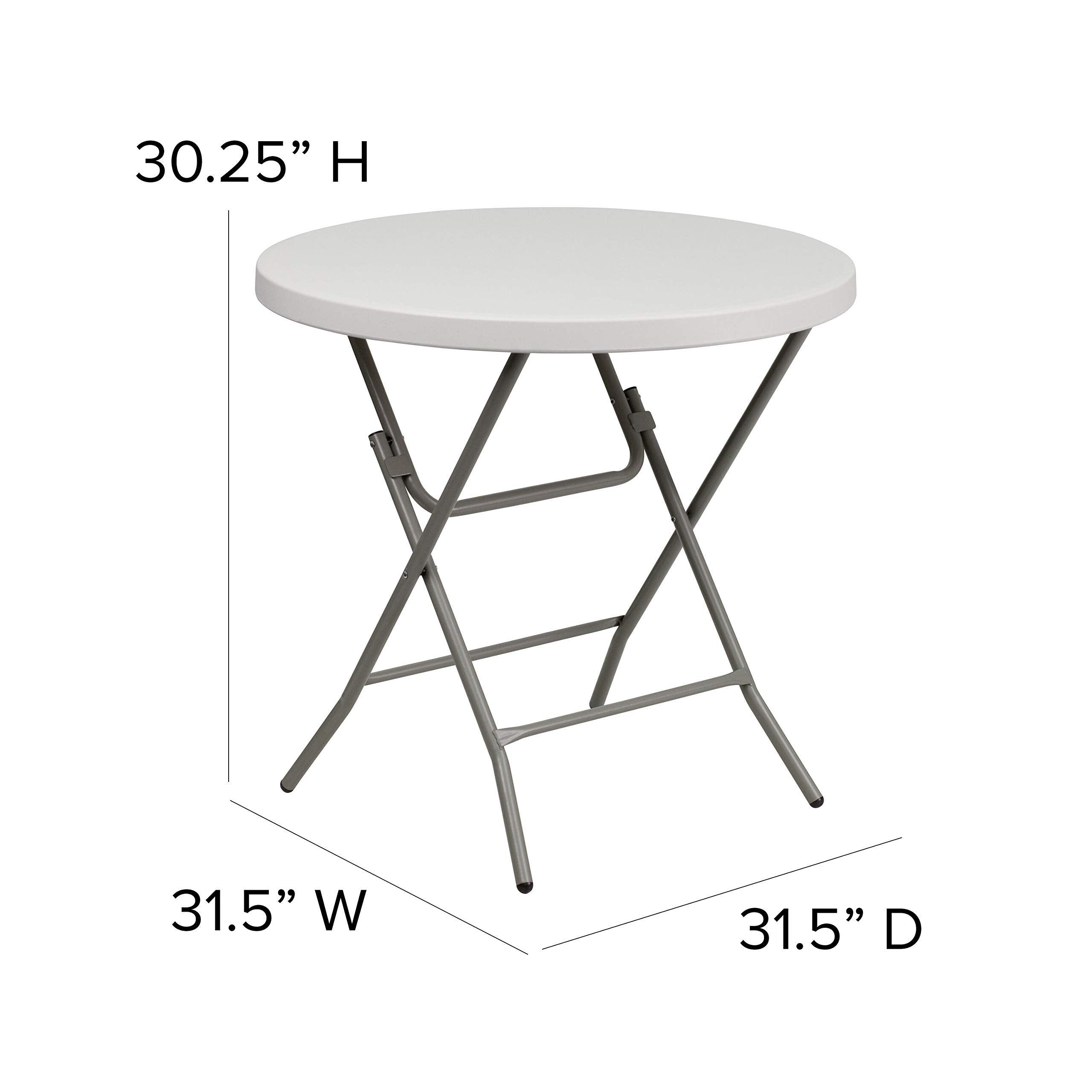 Flash Furniture Kathryn 2.63-Foot Round Granite White Plastic Folding Table