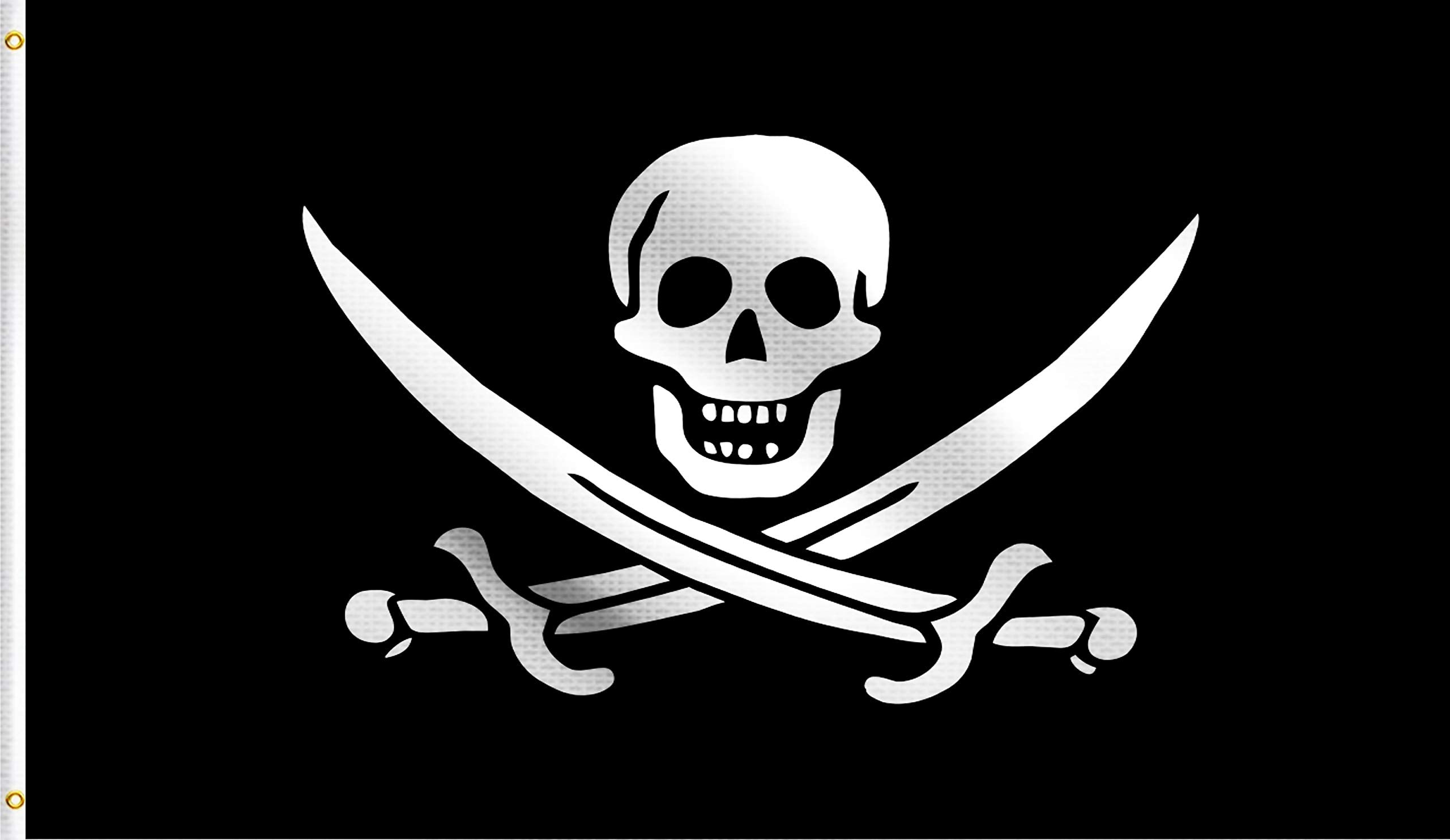 Dmse John Jack Rackham Calico Jack Pirate Cross Swords Skull Flag 2X3 Ft Foot 100% Polyester 100D Flag Uv Resistant (2' X 3' Ft