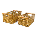 Wicker Storage Baskets, Water Hyacinth Shelf Organizers for Closets, Cabinets, Countertops, Set of 2