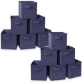 Casafield Set of 12 Collapsible Fabric Cube Storage Bins, Navy Blue - 11 Foldable Cloth Baskets for Shelves, Cubby Organizers & 