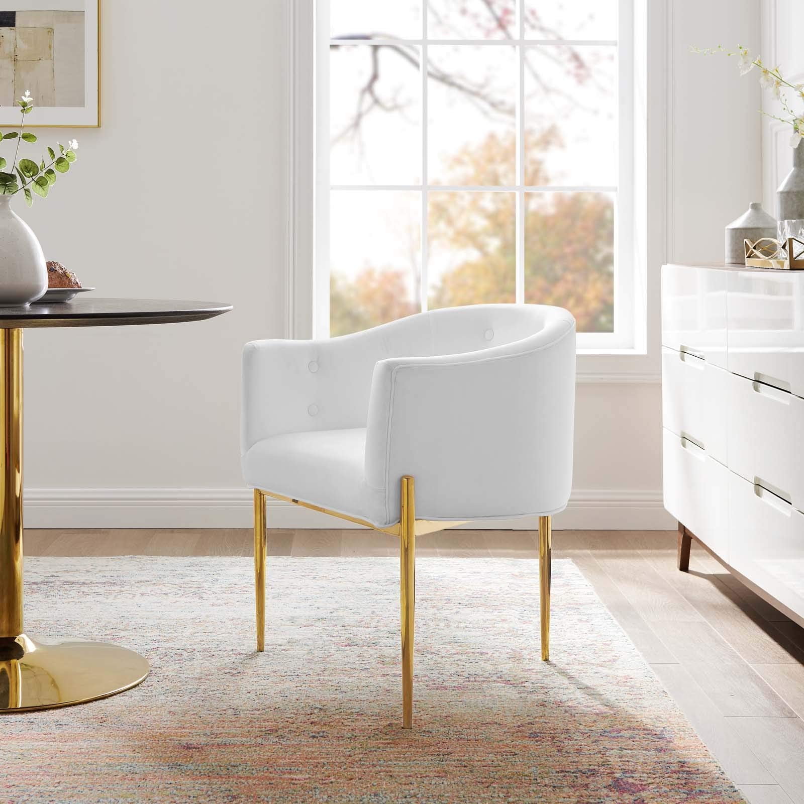 Modway Savour Tufted Performance Velvet Accent Chair In White