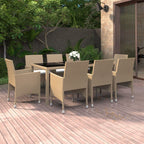 vidaXL Patio Dining Set 9 Piece Garden Outdoor Lawn Yard Terrace Balcony Backyard Table and Chair Seat Seating Furniture Poly Rattan Beige