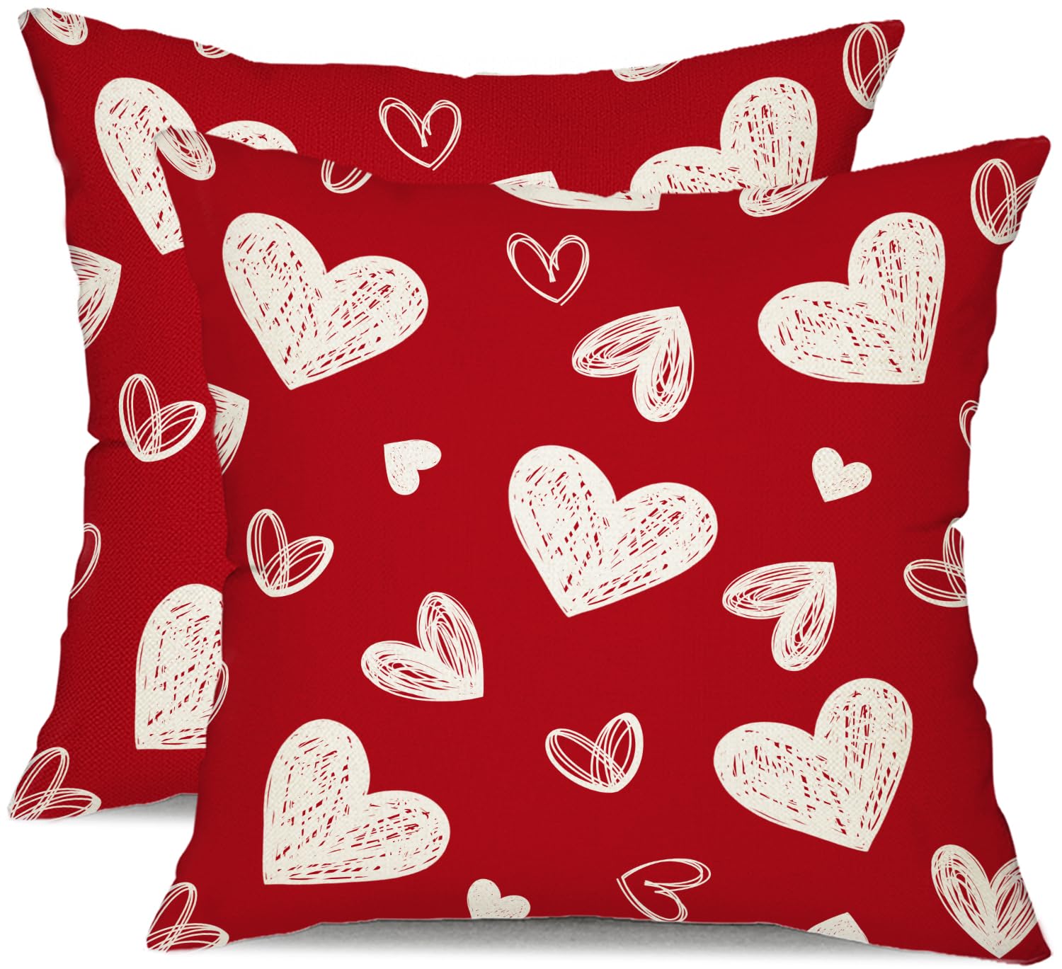Dfxsz Valentine'S Day Pillow Covers 16X16 Inch Set Of 2 Red Hearts Decor White Throw Pillow Covers Valentine'S Day Cushion Case