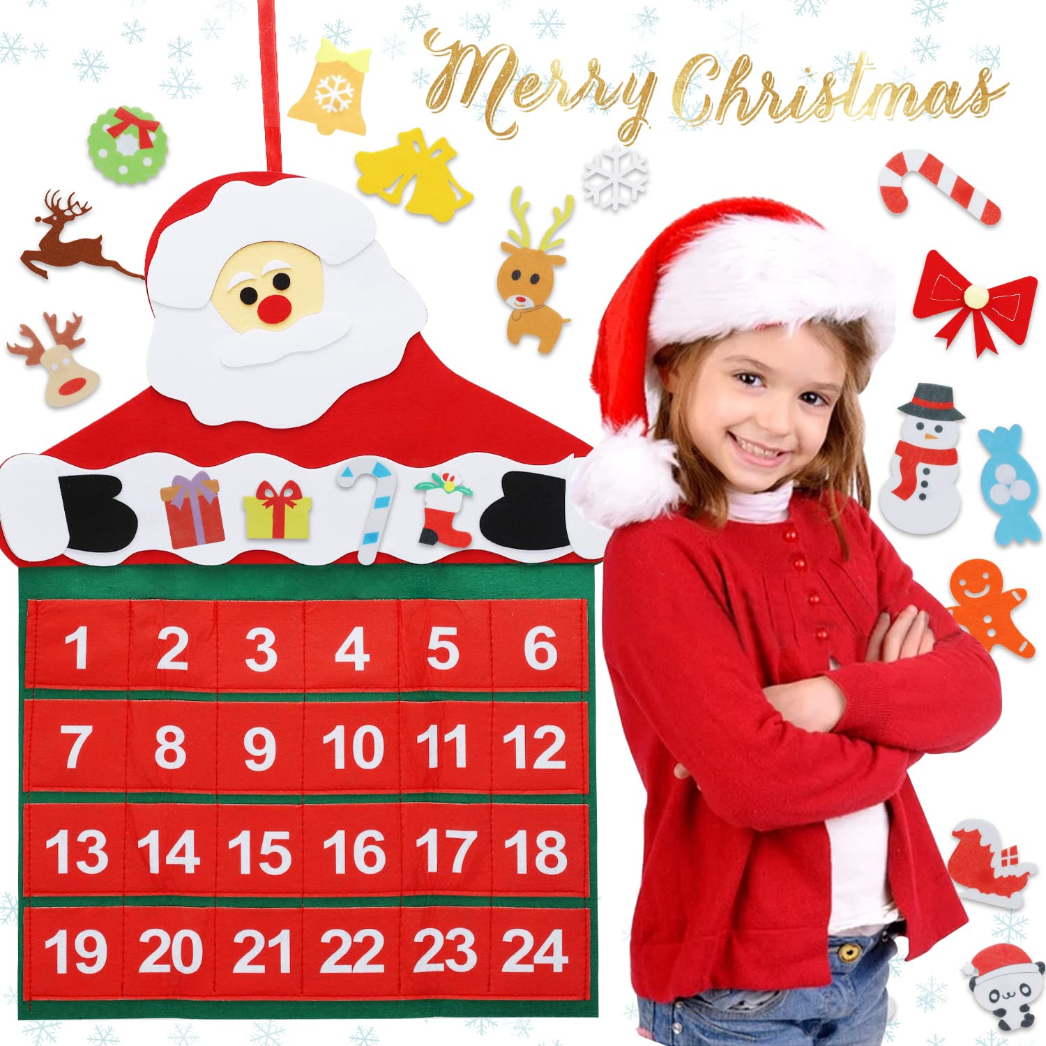 TOY Life Christmas Nativity Advent Calendar 2024 Kids Toddler Christmas Countdown Calendar Hanging Advent Calendar Santa Decorat