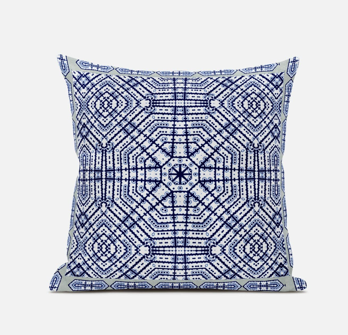 HomeRoots Light Blue Indigo Purple 18â€ Navy White Geostar Zippered Suede Throw Pillow