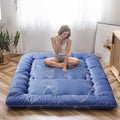Maxyoyo Leaf Printed Japanese Floor Futon Mattress, Tatami Floor Mat Portable Camping Mattress Kids Sleeping Pad Foldable Roll Up Floor Lounger Couch Bed For Guest Room, Full