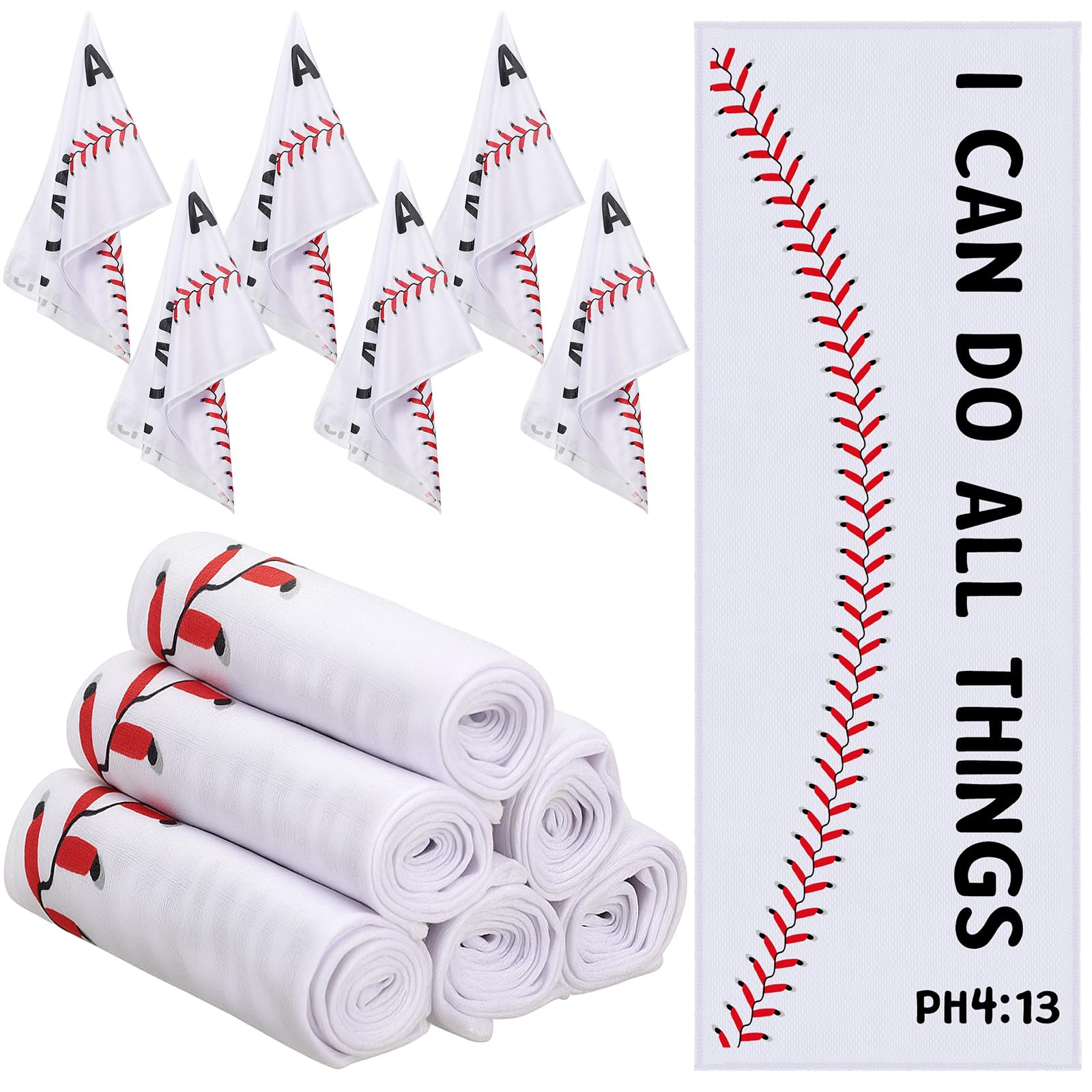 Hahafelt 18 Pcs Baseball Cooling Towels Bulk Baseball Senior Night Team Gifts End of Season Baseballs Gifts for Player Bible Ver