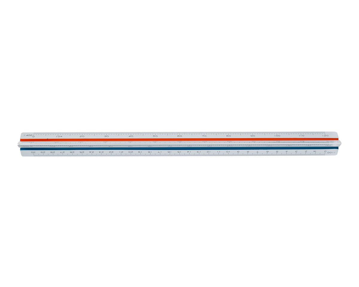 Pickett Professional Metric Color-Coded Triangular Scale, 12 Inches Long, 1 Each (236) , White