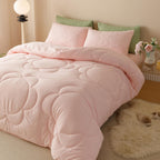 Luxlovery Pink Sunflower Comforter Set Full Light Pink Quilts Blush Pink Bedding Comforter Set Boho Farmhouse Plain Color Soft B