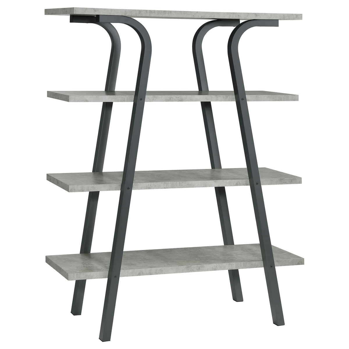 Coaster Home Furnishings Tatum 4-Tier Rectangular Bookcase Cement and Gunmetal