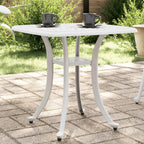 vidaXL Cast Aluminum Patio Table in White - 20.9"x20.9" for Outdoor/Garden/Living Space, Square Metal Table with Decorative Patterns, Lightweight