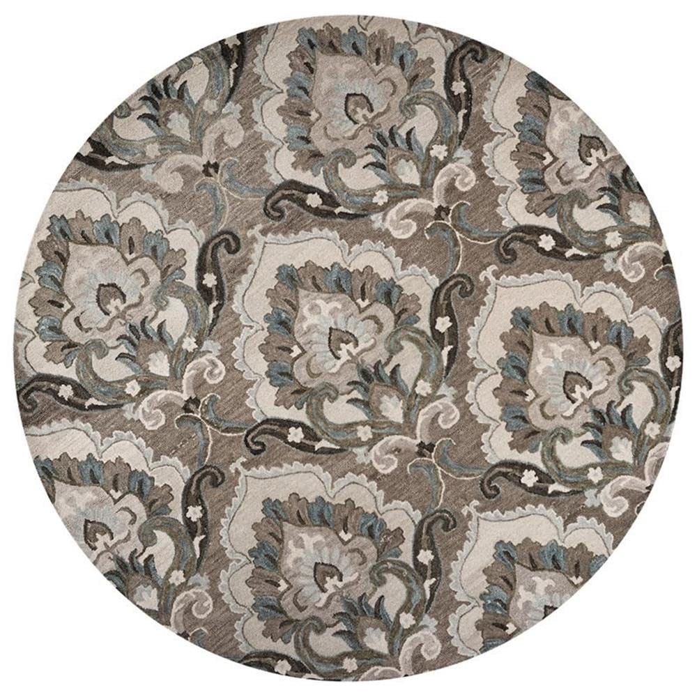Rizzy Home Alora Decor Napoli 10' Round Medallion Mocha/Ivory Hand-Tufted Area Rug