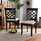 Baxton Studio Mael Modern and Contemporary Grey Fabric Upholstered and Dark Brown Finished Wood 2-Piece Dining Chair Set