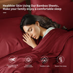 Shilucheng 6 Piece King Sheet Sets, Cooling Sheets, Blend Rayon Derived From Bamboo, Deep Pocket Up To 16', Breathable & Soft Bed Sheets, Hotel Silky Bedding Set, Burgundy