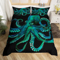 Feelyou 3D Green Octopus Duvet Cover Octopus Tentacles Bedding Set For Kids Adults Sea Marine Themed Comforter Cover Underwater