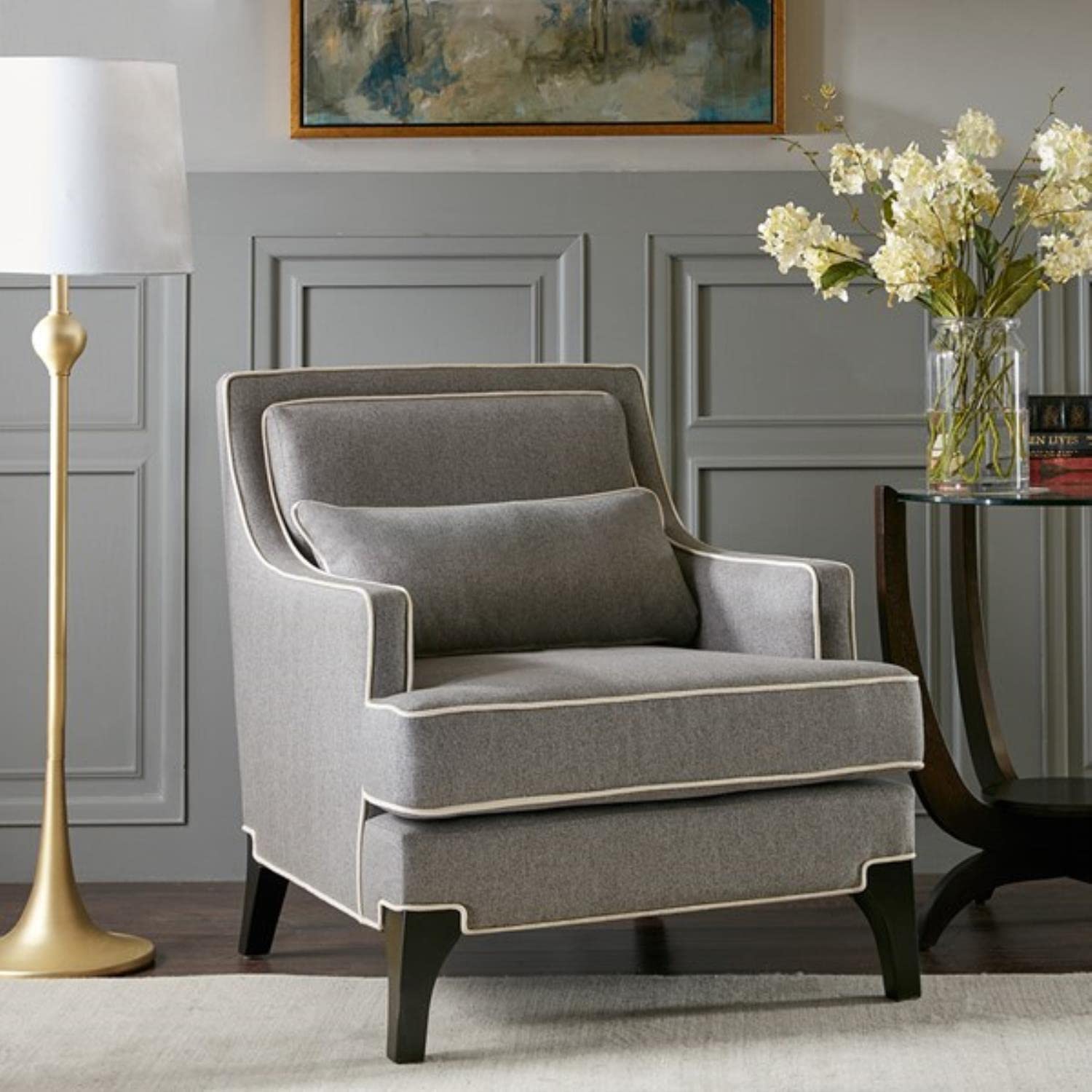 Madison Park Collin Birch Wood Chair in Grey, Black Finish MPS100-0108