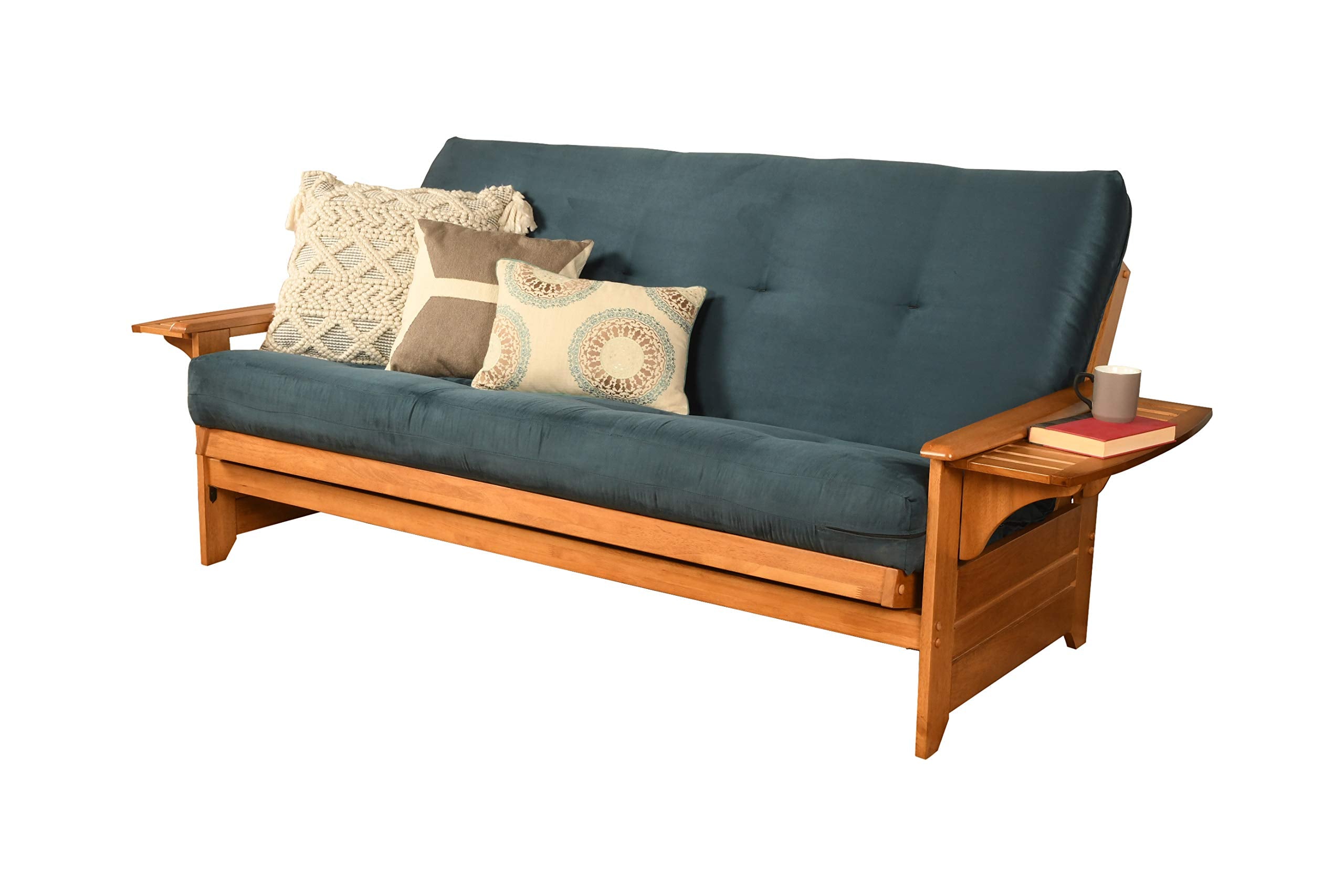 Kodiak Furniture Phoenix Full Size Futon In Butternut Finish, Suede Navy