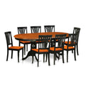 East West Furniture PLAV9-BCH-W 9 Piece Dining Set Includes an Oval Dining Room Table with Butterfly Leaf and 8 Kitchen Chairs, 42x78 Inch, Black & Cherry
