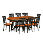 East West Furniture PLAV9-BCH-W 9 Piece Dining Set Includes an Oval Dining Room Table with Butterfly Leaf and 8 Kitchen Chairs, 42x78 Inch, Black & Cherry