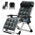 Zero Gravity Chair, Lawn Recliner, Reclining Patio Lounger Chair, Folding Portable Chaise With Detachable Soft Cushion, Cup Holder, Headrest