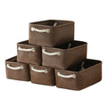 TheWarmHome Storage Basket for Organizing - 12x8x5 inch Small 6 Pack Collapsible Storage Bin for Shelves with Handles, Canves St
