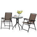Tangkula 3 Pieces Patio Bistro Set, Outdoor Folding Chairs & Table Set With Tempered Glass Tabletop, Round Table & 2 Foldable Chairs, Small Outdoor Furniture Set For Garden, Poolside & Backyard