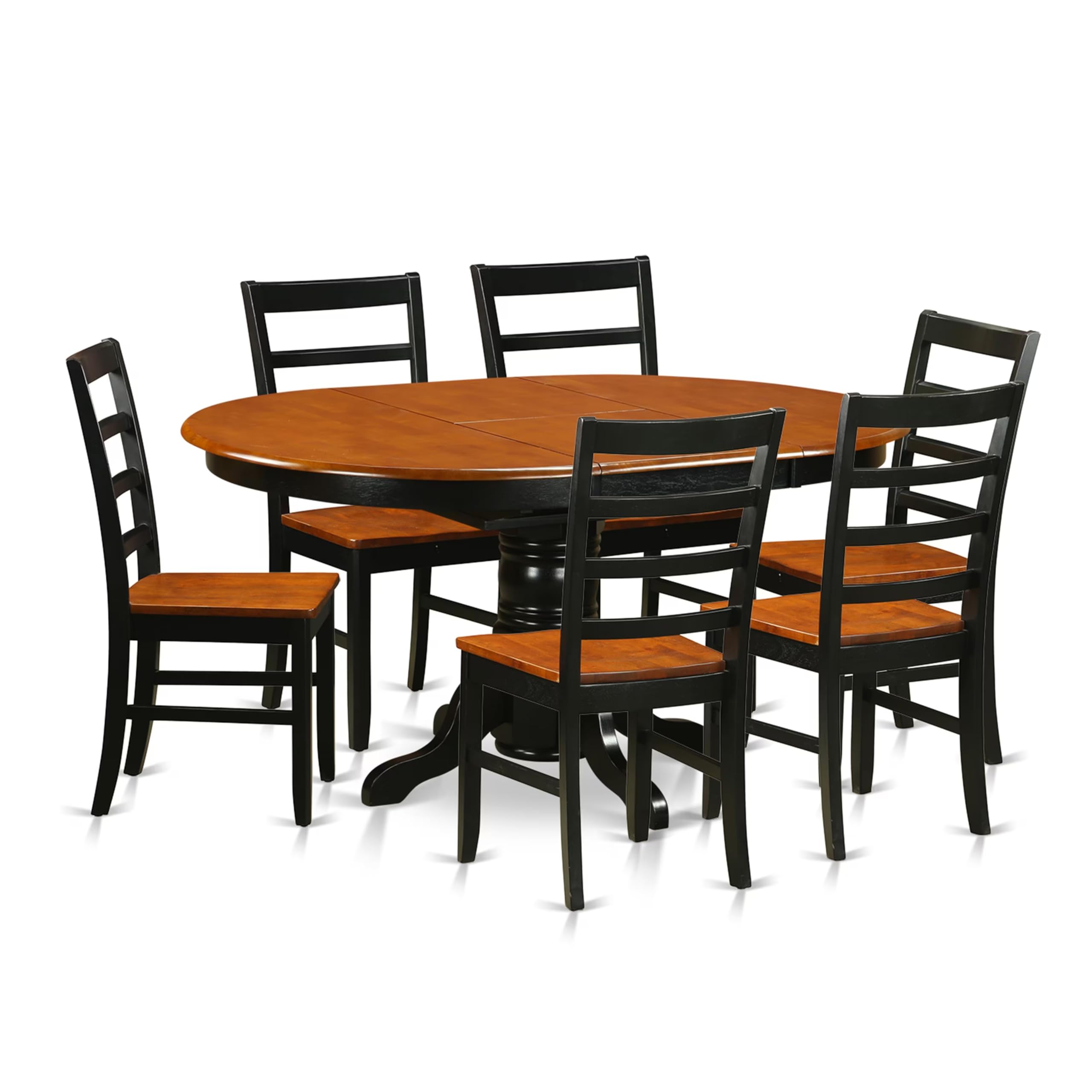 East West Furniture AVPF7-BCH-W 7 Piece Kitchen Table Set Consist of an Oval Dining Table with Butterfly Leaf and 6 Dining Room Chairs, 42x60 Inch, Black & Cherry