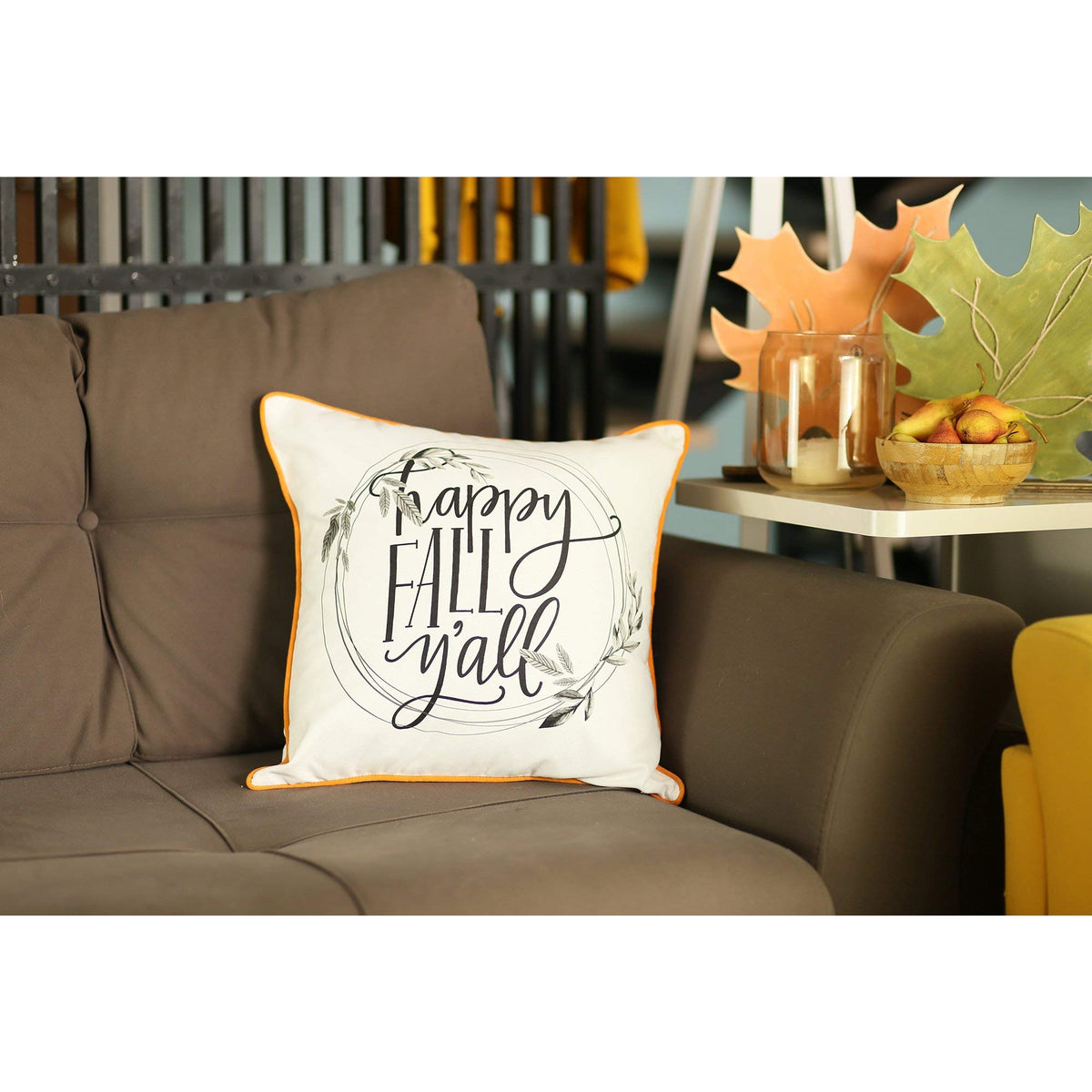 HomeRoots Set of 4 18' Thanksgiving Quote Throw Pillow Cover in Multicolor