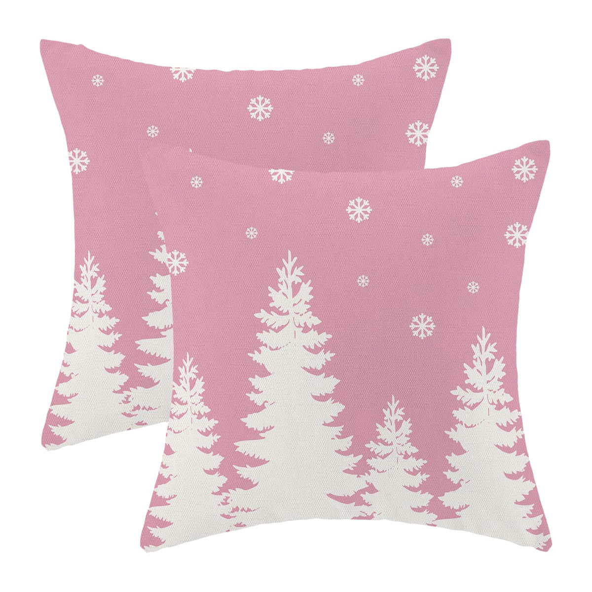 Cxmeifly Christmas Pillow Covers 22X22 Inch Set Of 2 Pink Cream Christmas Tree Snowflakes Decor Throw Pillows Winter Xmas Holida