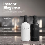 Luxury Glass Hand And Dish Soap Dispenser Set By Brighter Barns - Kitchen Soap Dispenser Set With Stainless Steel Pump - Liquid