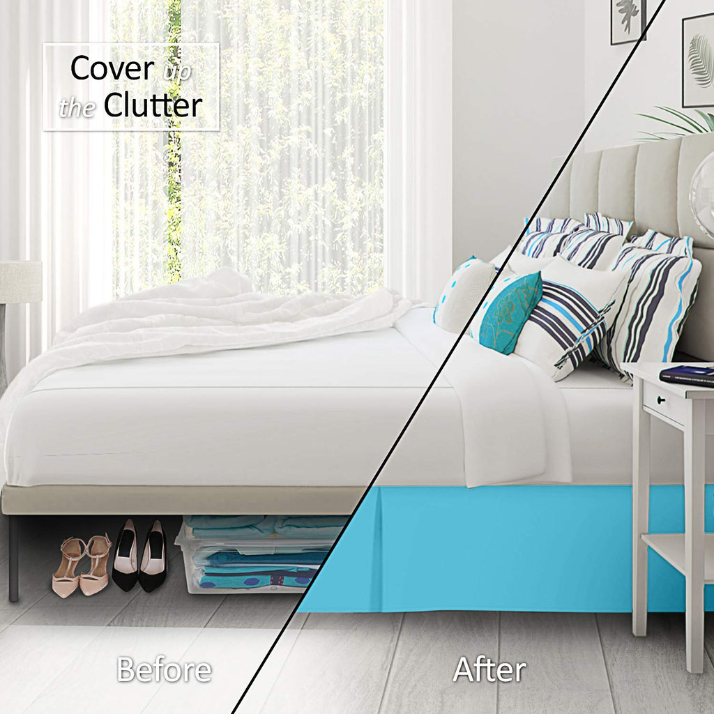 Nestl Beach Blue Bed Skirt Cal King Size - Cal King Bed Skirt 14 Inch Drop - Brushed Microfiber Bed Skirts - Hotel Quality Pleated Bed Skirt - Shrinkage & Fade Resistant
