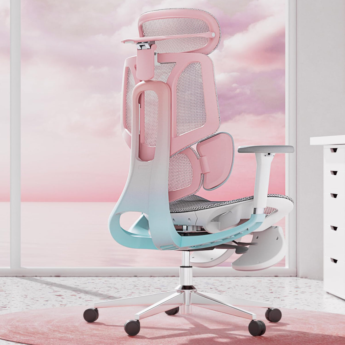 Hbada E3 Pro Ergonomic Office Chair, Big And Tall Office Chair - With 3-Zone Dynamic Lumbar Support, 4D Adjustable Headrest, 4D Adjustable Armrests, Swivel Computer Chair For Home Office, Pink