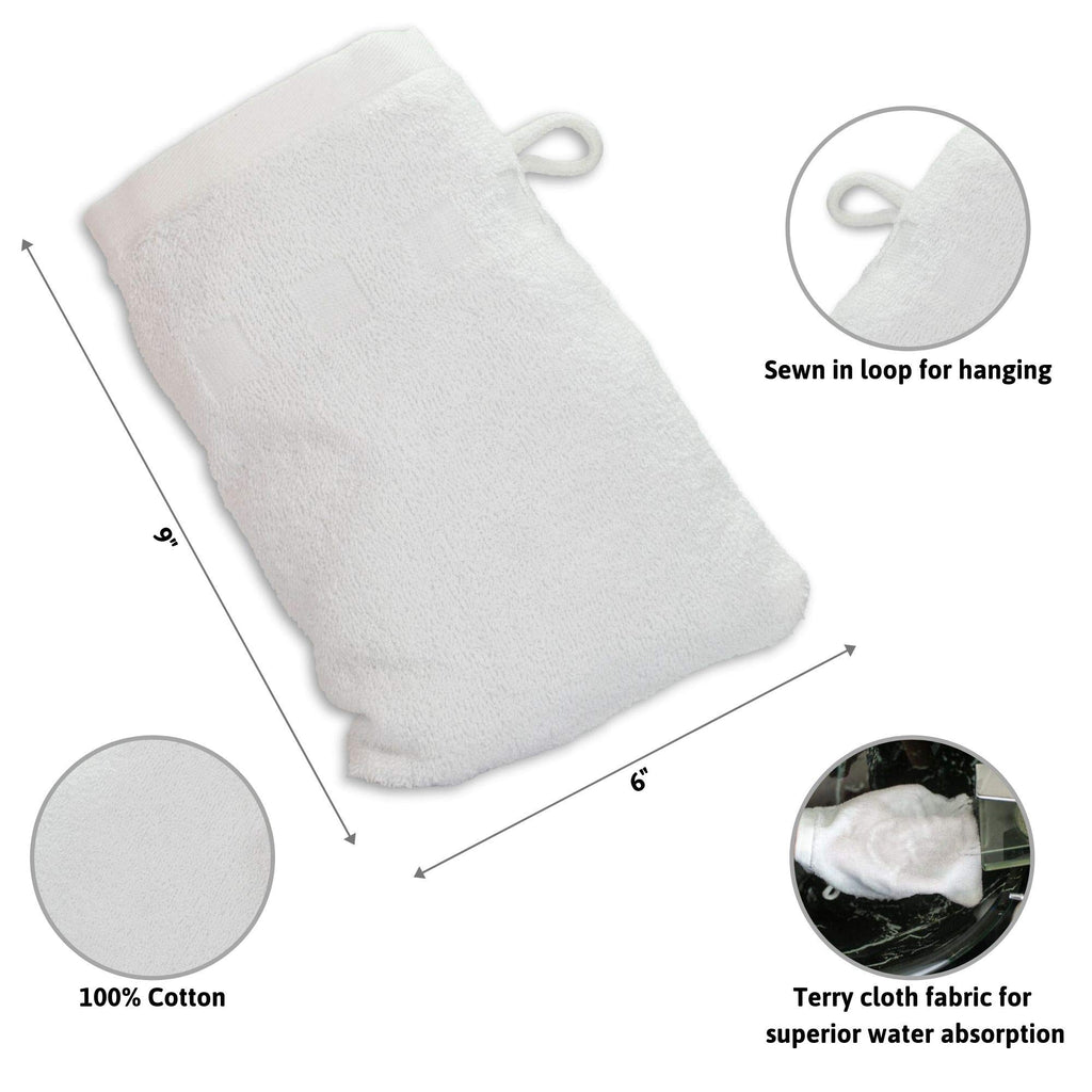 Made Easy Kit Bath Mitts - Pack Of 6 - (6'' X 9'') European Style Washcloth With Loop (Charcoal, 6 X 9 Inches)