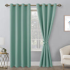 Hiasan Blackout Curtains For Bedroom, 52 X 84 Inches Long - Thermal Insulated & Light Blocking Window Curtains For Living Room, 2 Drape Panels Sewn With Tiebacks, Sage Green