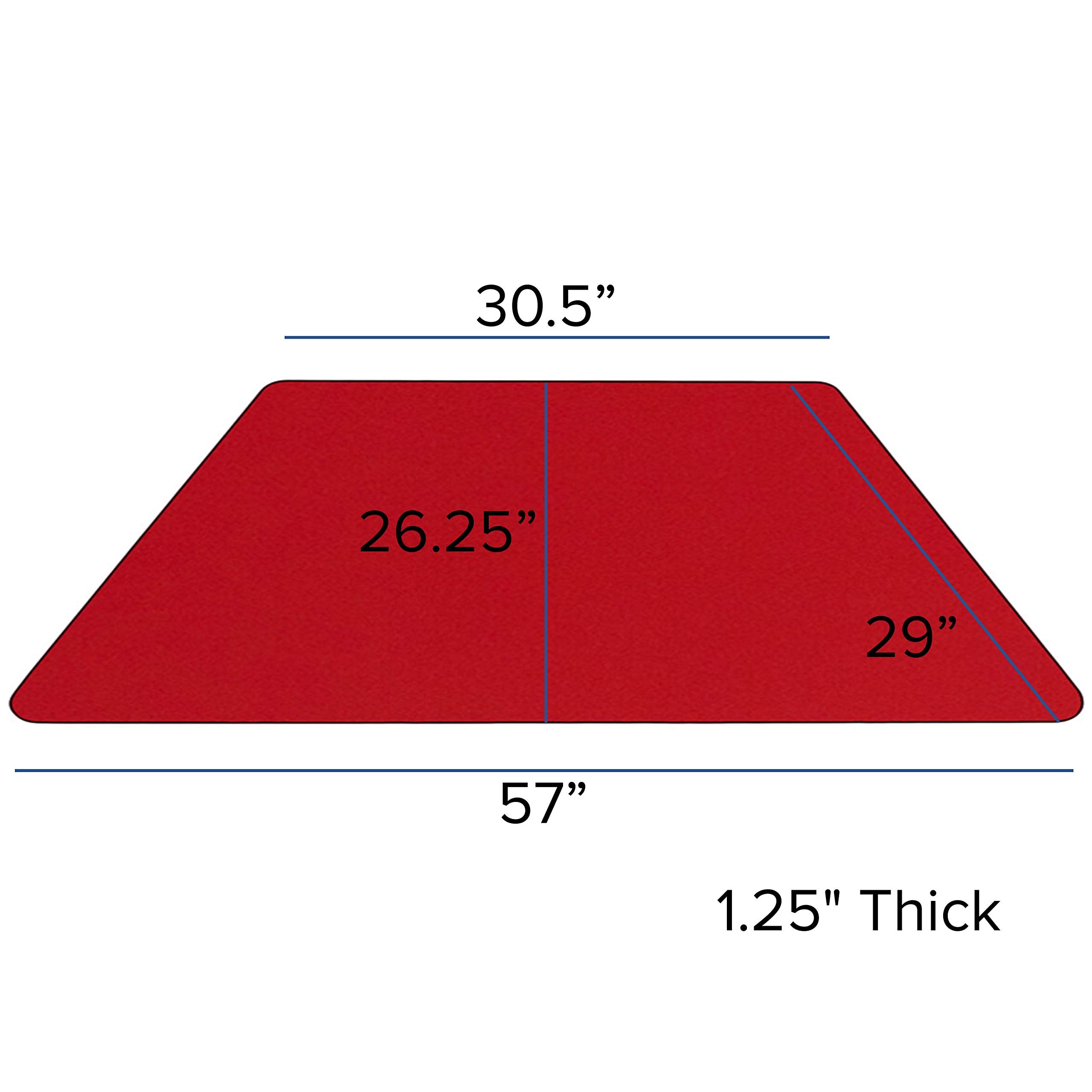 Flash Furniture Wren 29''W x 57''L Trapezoid Red Thermal Laminate Activity Table - Standard Height Adjustable Legs