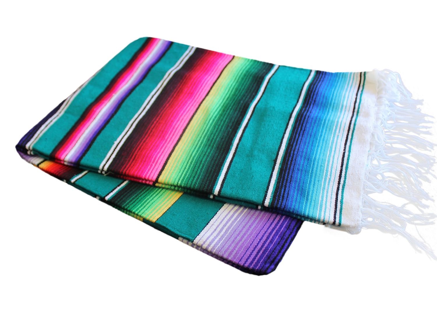 Del Mex Mexican Serape Blanket (Medium, Teal)