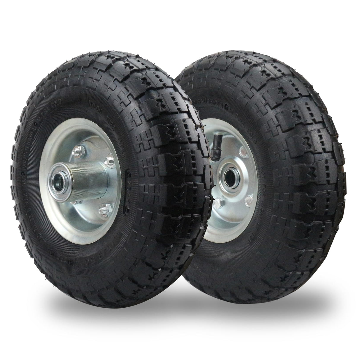 (2 Pack) Rrq 10 Inch Pneumatic Wheel 4.10/3.50-4 Tire, 10' Pneumatic Wheels With 5/8' Bearings,2.2' Offset Hub For Garden Car