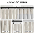 Miulee Natural Pinch Pleated 100% Blackout Linen Curtains 90 Inch Length 2 Panels Set, Pleat Curtains With Pin Hooks, Black Out